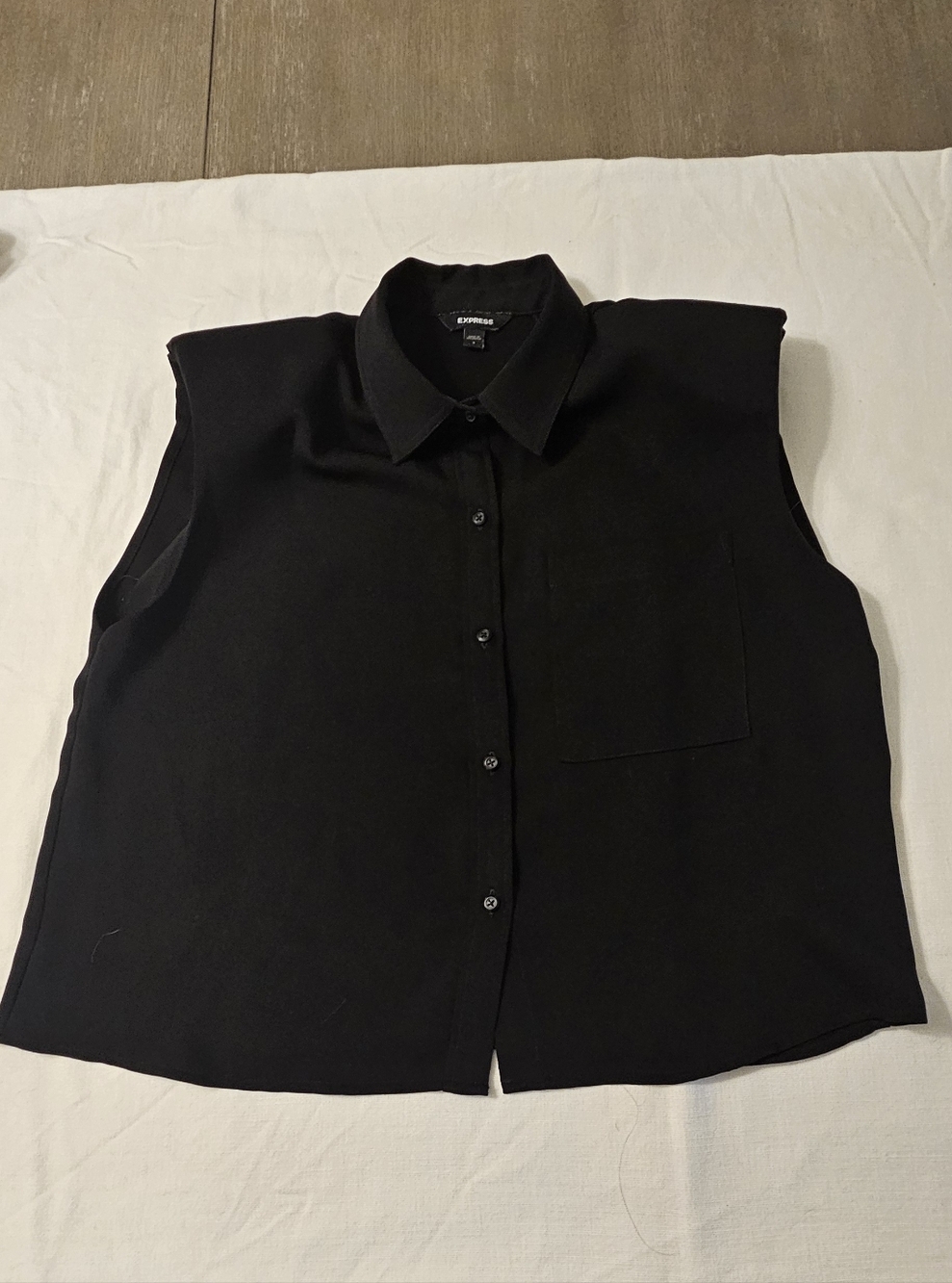 Express Black Sleeveless Button-Down Collared Top